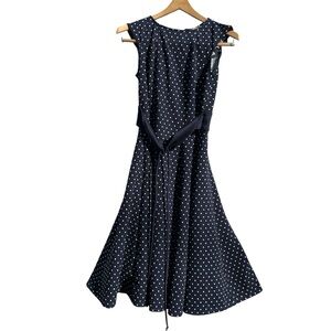 Danny and Nicole Polka Dot flare Dress -Navy & white 50s inspired nautical